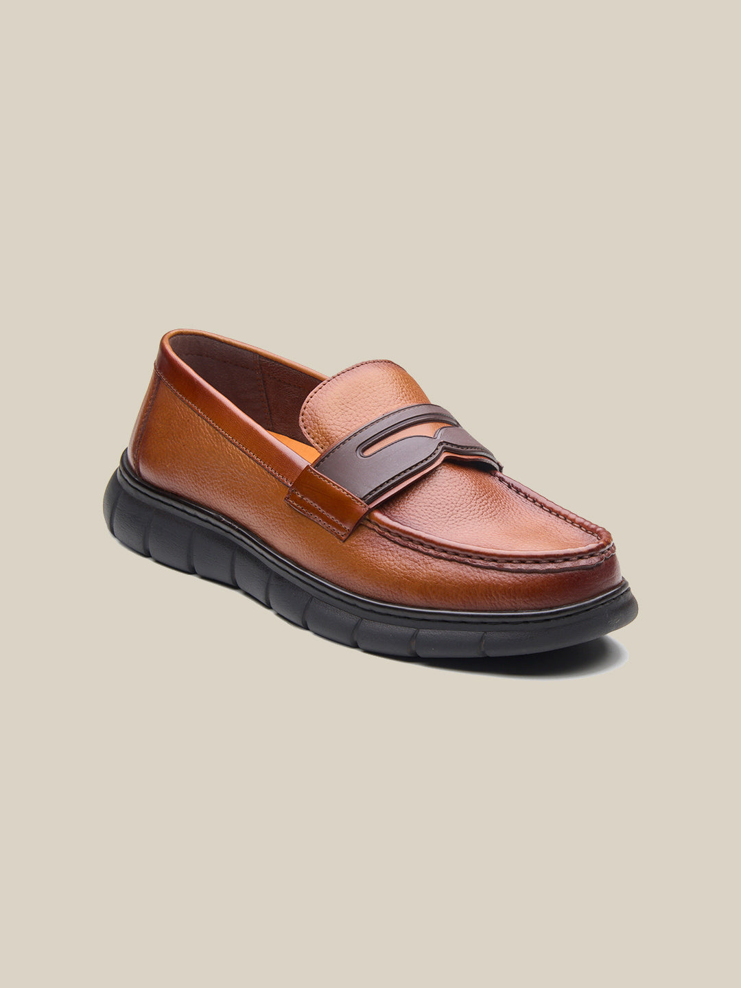 Benuto Leather Formal Slip-on Shoes Tan
