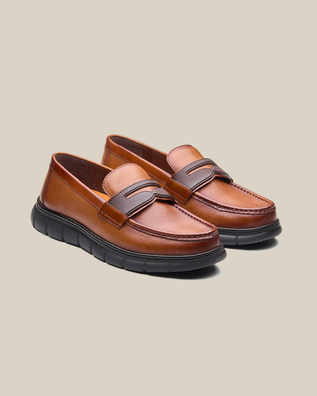 Benuto Leather Formal Slip-on Shoes Tan