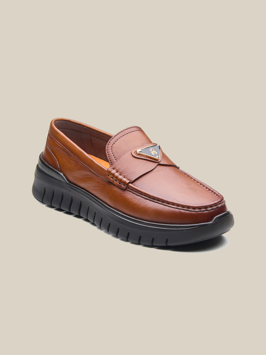 Cosimo Leather Comfort Slip-on Shoes Tan