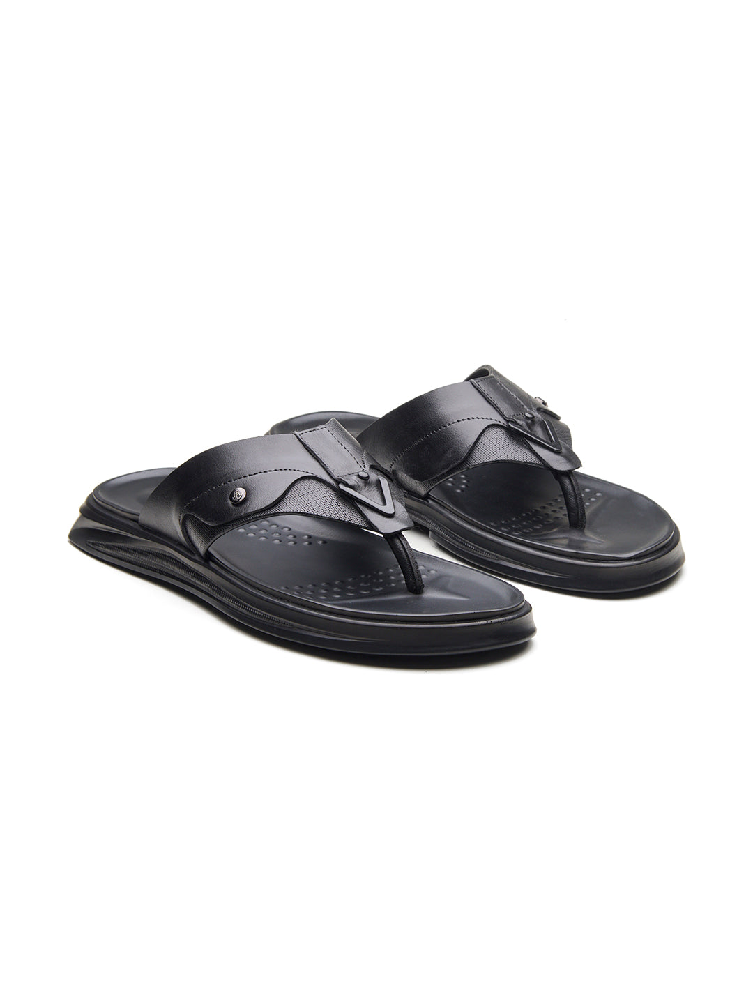 FAZIO Men's Premium Leather Sandals Black