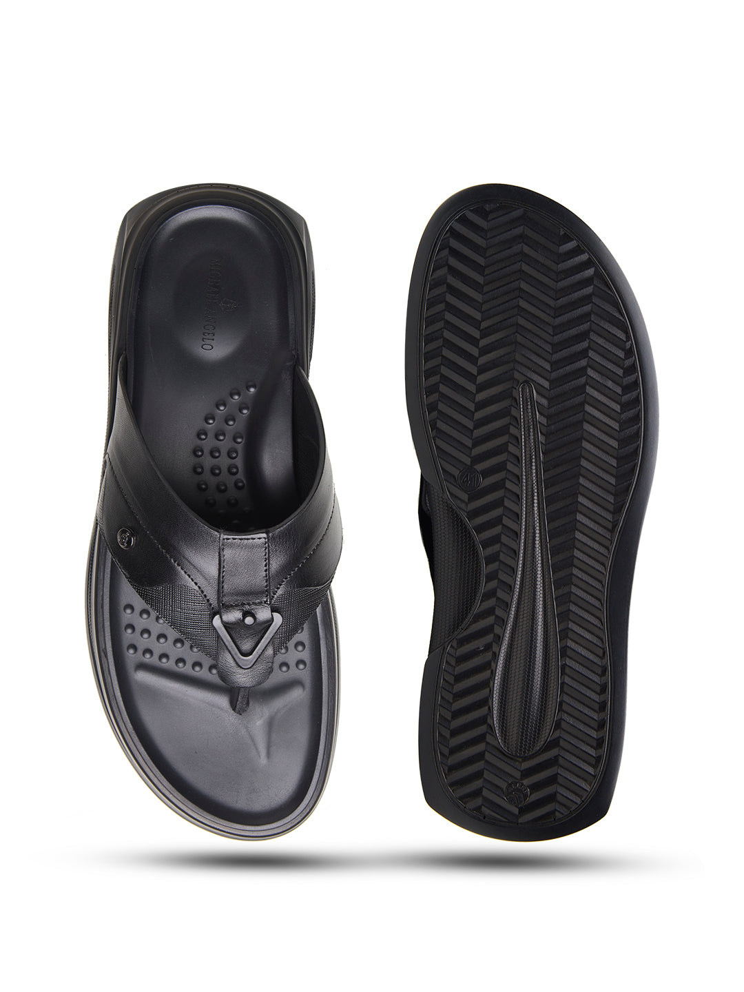 FAZIO Men's Premium Leather Sandals Black