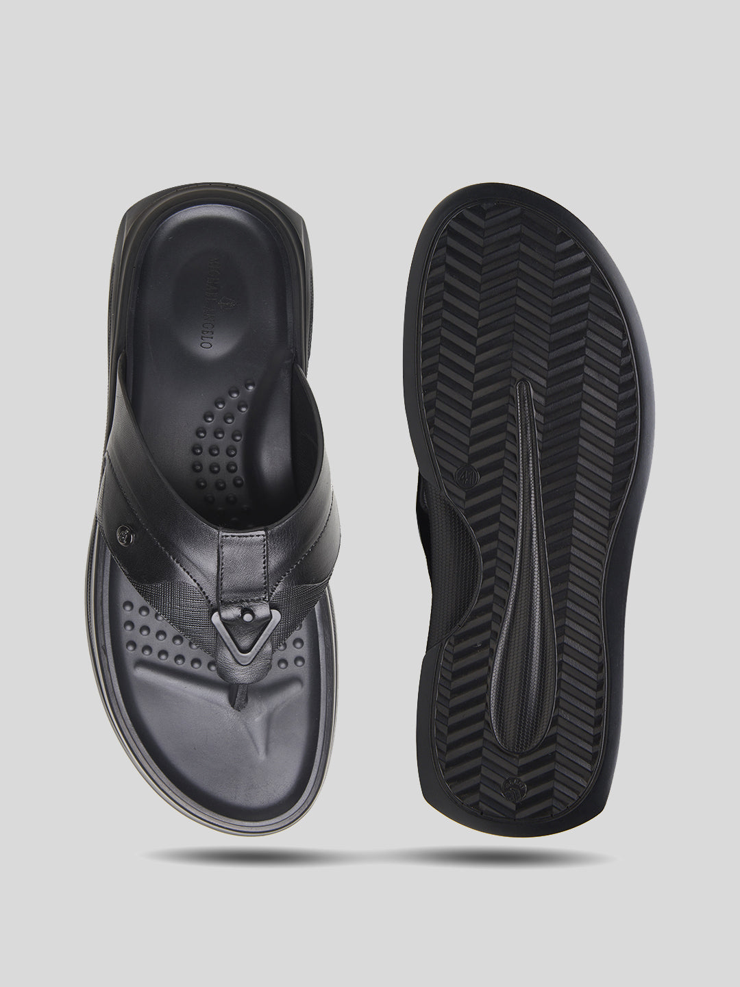 FAZIO Men's Premium Leather Sandals Black
