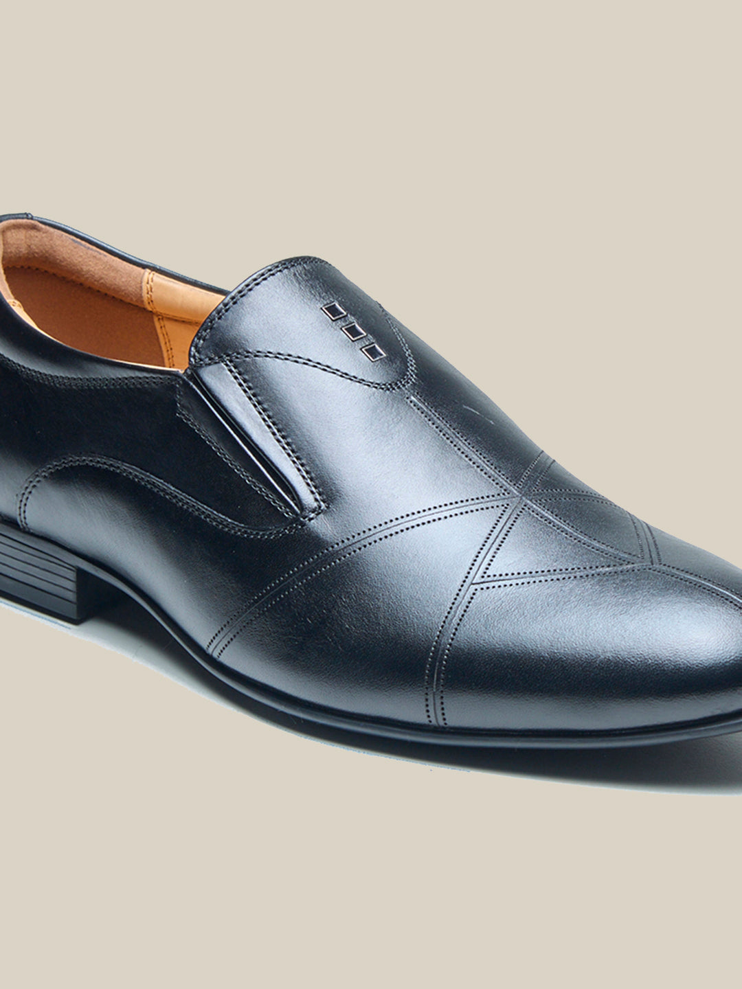 Leonardo Leather Formal Slip On Shoes Black