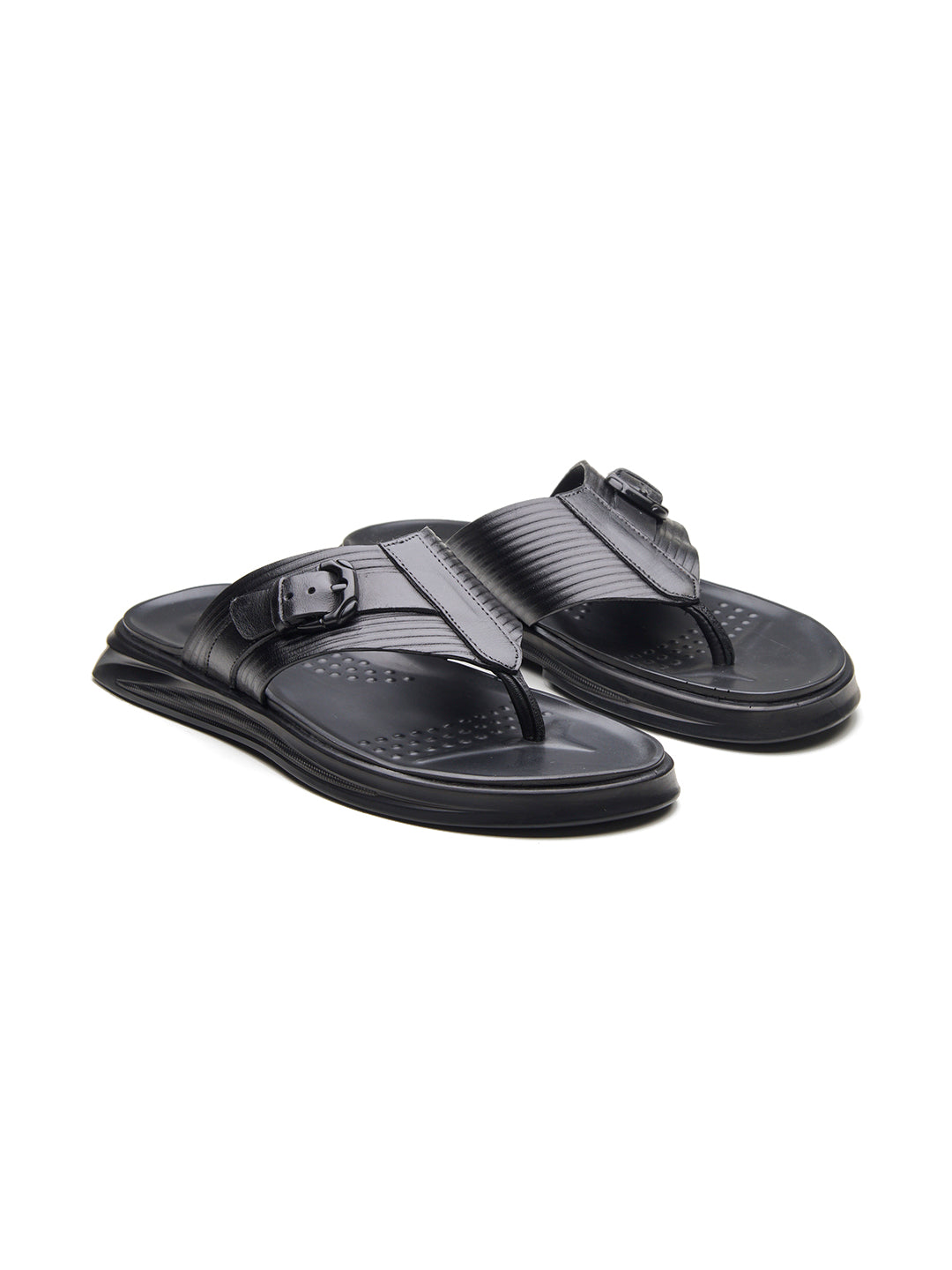 FIORE Men's Premium Leather Sandals Black