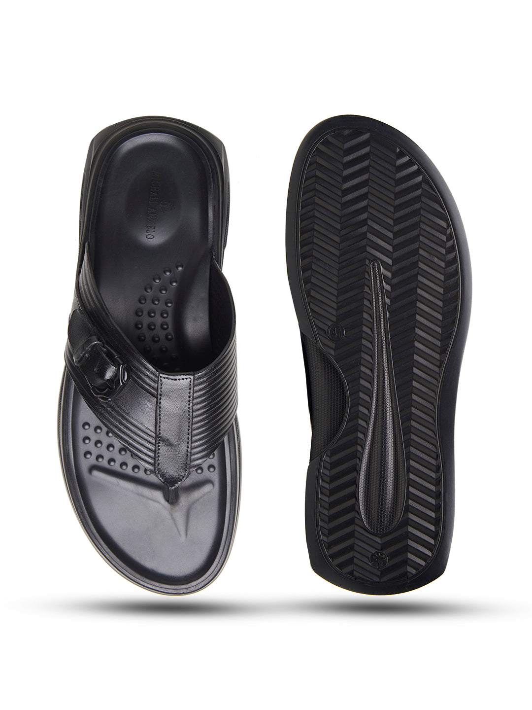 FIORE Men's Premium Leather Sandals Black