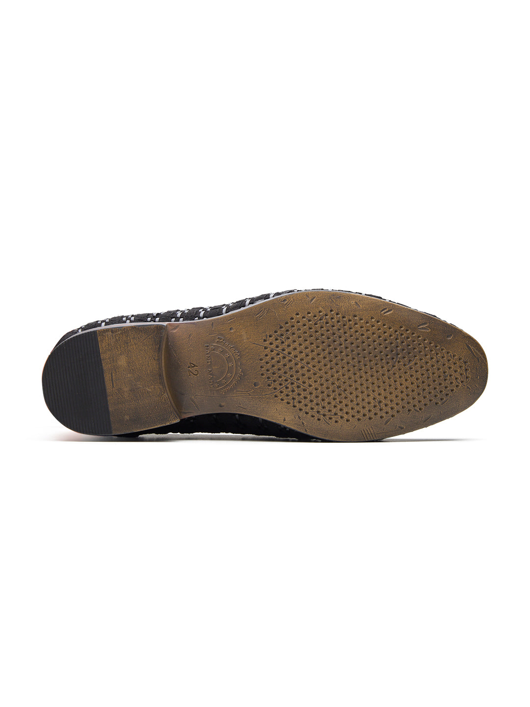 Kallisto Leather Ethnic Slip Ons Shoes Black