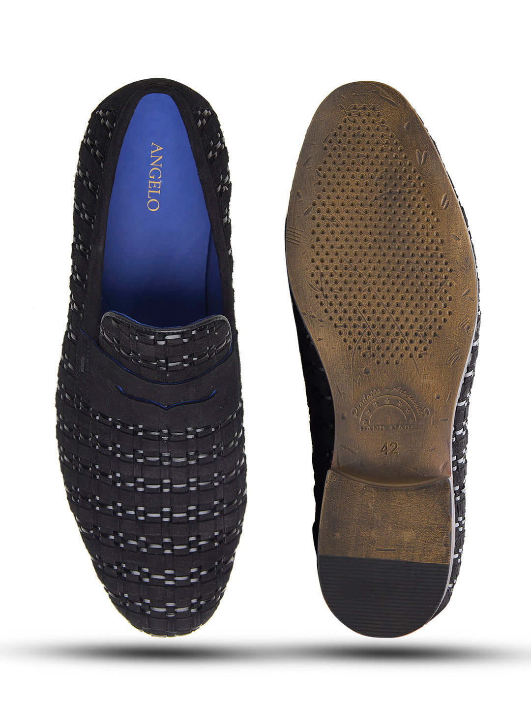 Kallisto Leather Ethnic Slip Ons Shoes Black
