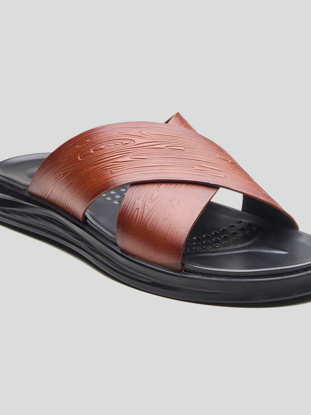 FOLCO Men's Premium Textured Leather Sandals Tan
