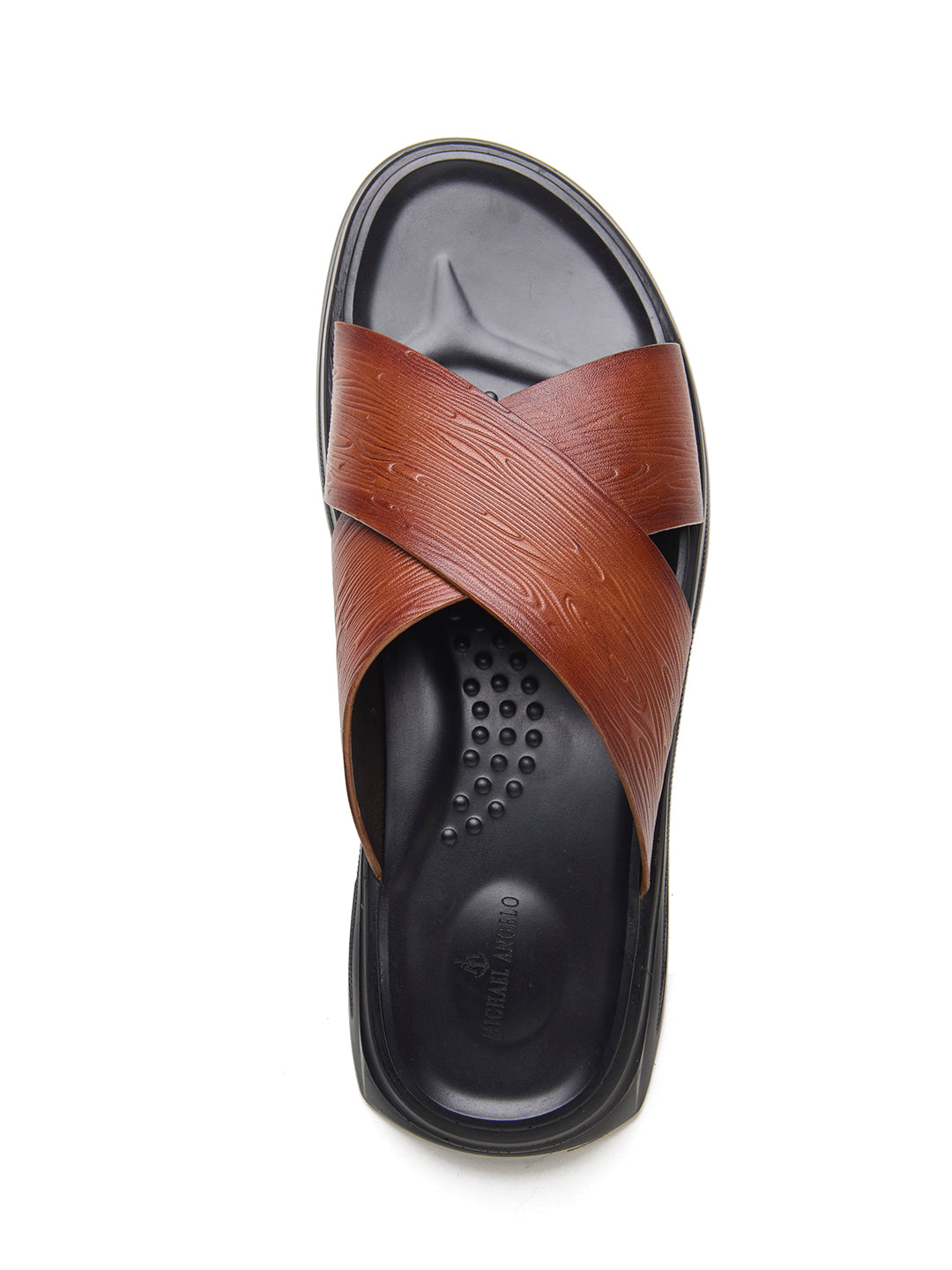 FOLCO Men's Premium Textured Leather Sandals Tan