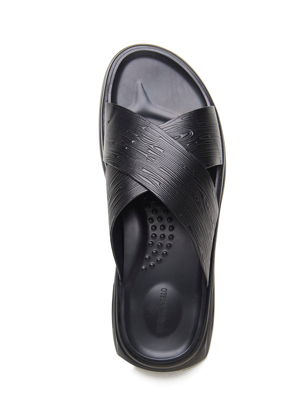 FOLCO Men's Premium Textured Leather Sandals Black