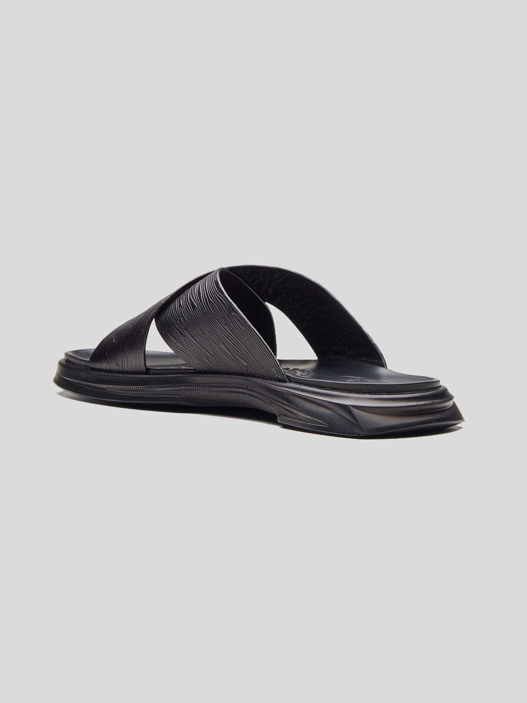FOLCO Men's Premium Textured Leather Sandals Black