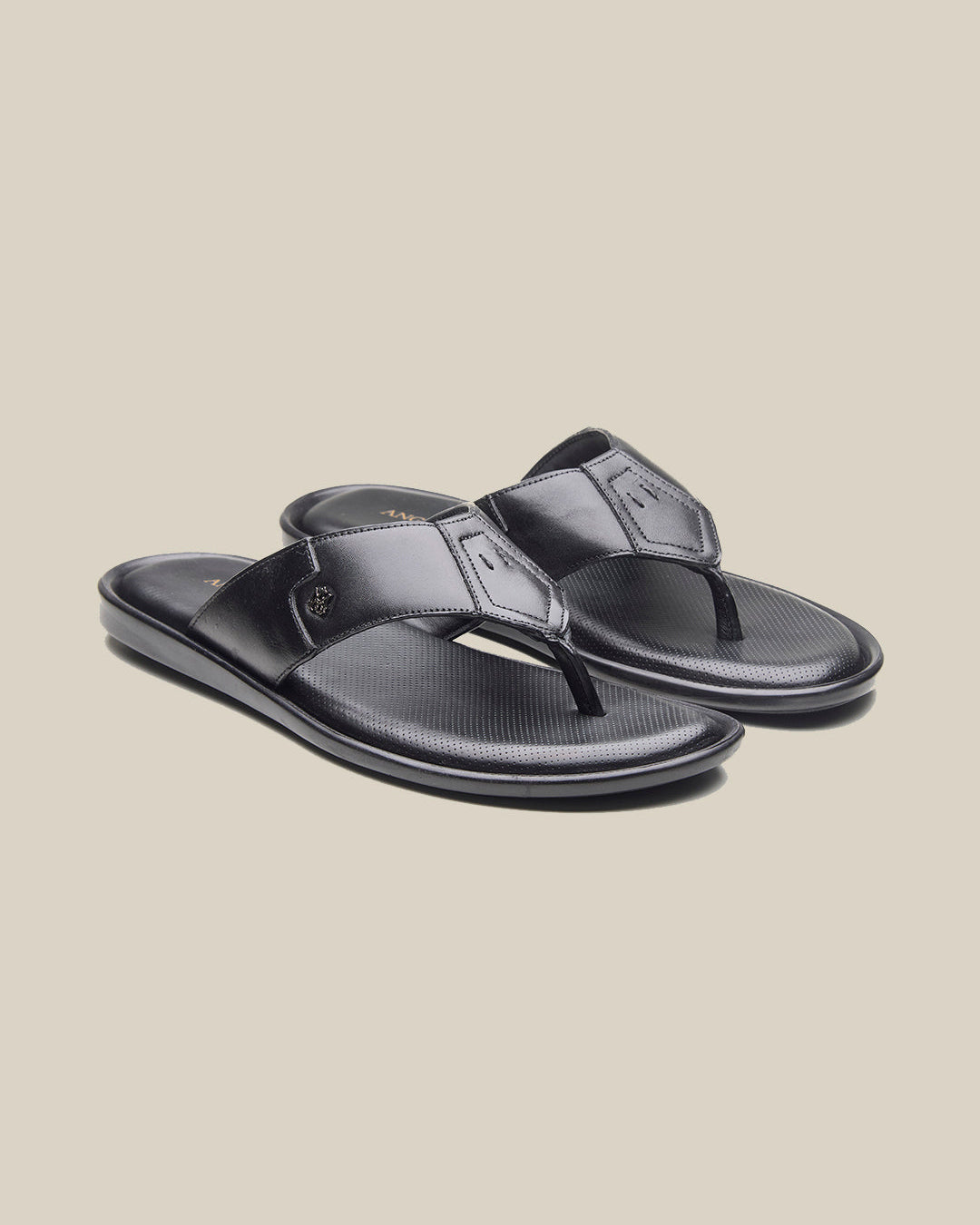 Manenti Leather Slippers Black