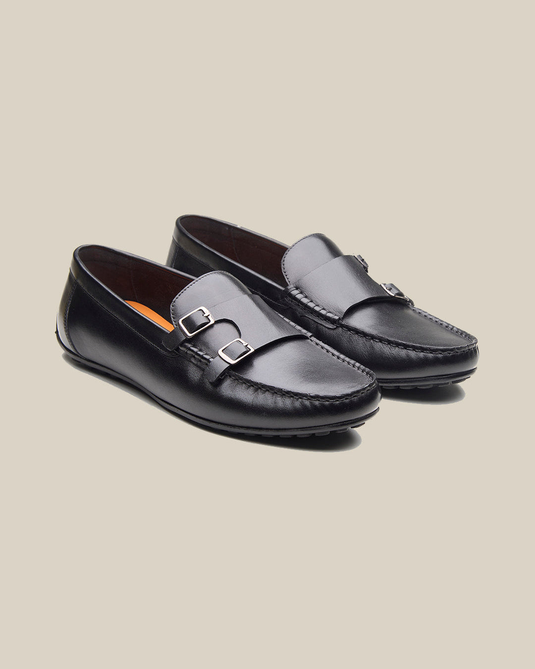Henry Leather Monk Strap Loafers Black