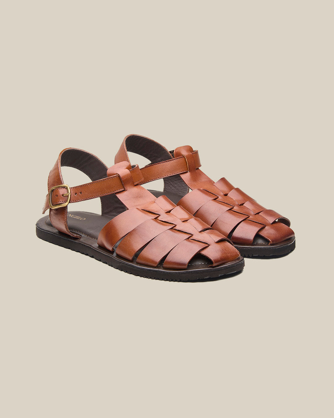 Defender Ethnic Huarache Leather Sandals Tan