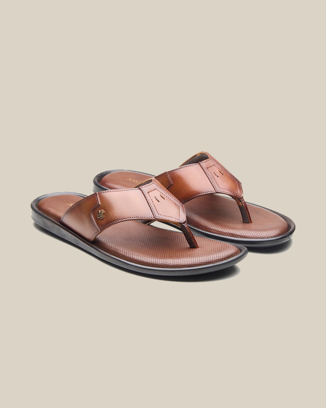 Manenti Leather Slippers Tan