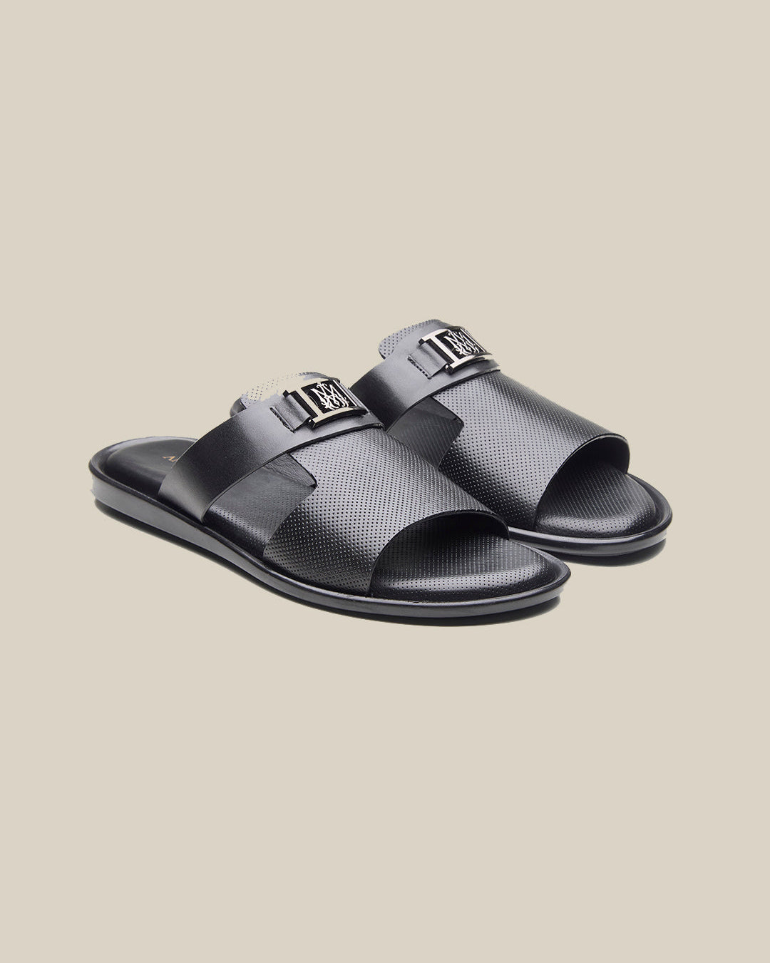 Madsen Leather Slippers Black