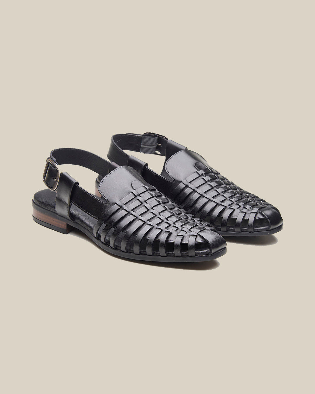 Fraser Ethnic Leather Sandals Black