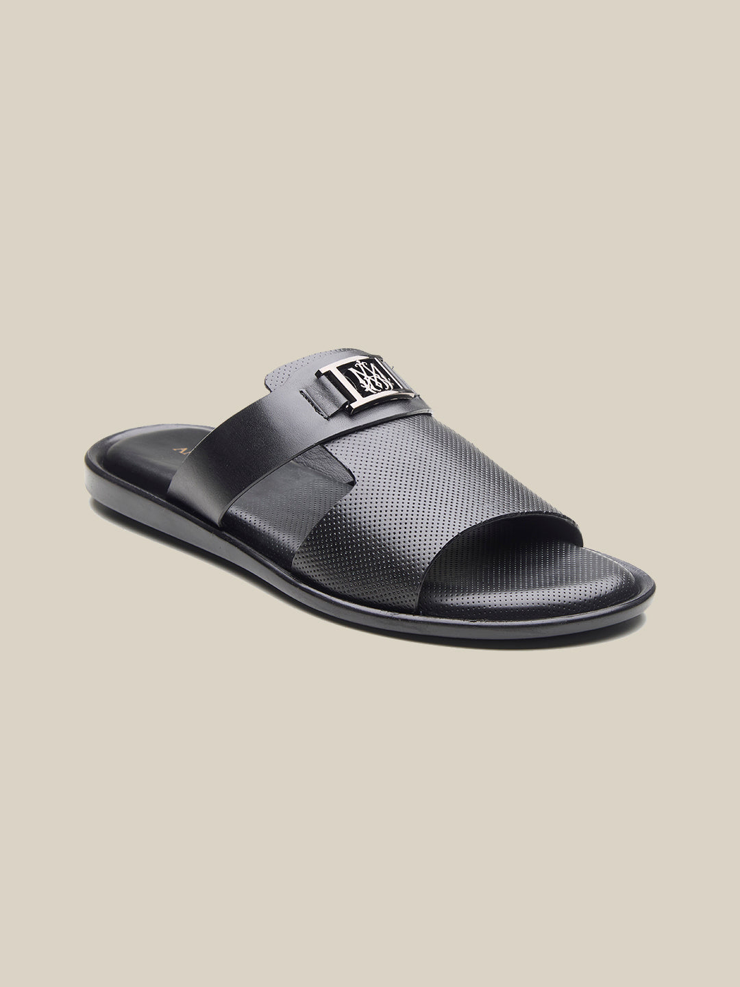 Madsen Leather Slippers Black