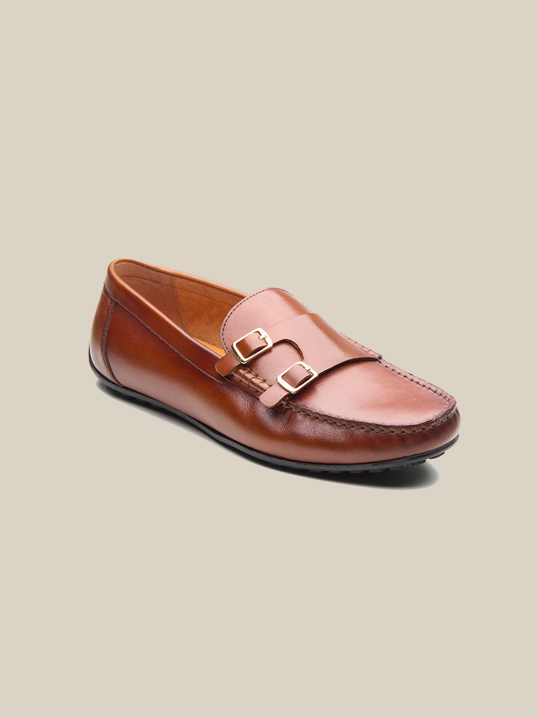 Henry Leather Monk Strap Loafers Tan