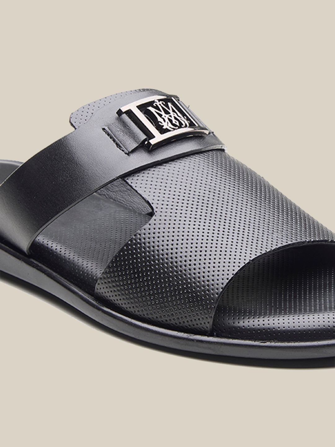 Madsen Leather Slippers Black