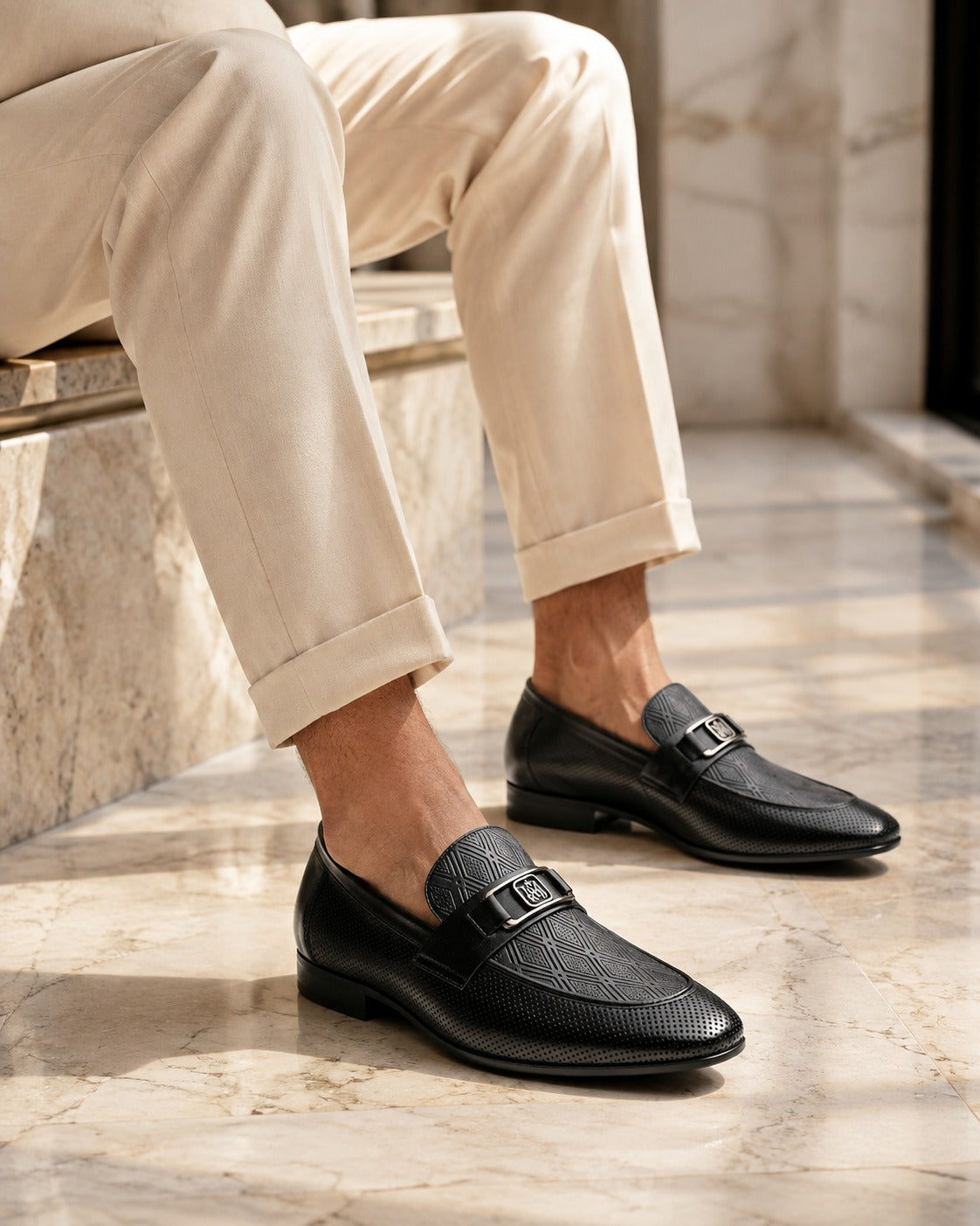 Bevege Leather Comfort Slip-Ons Shoes Black