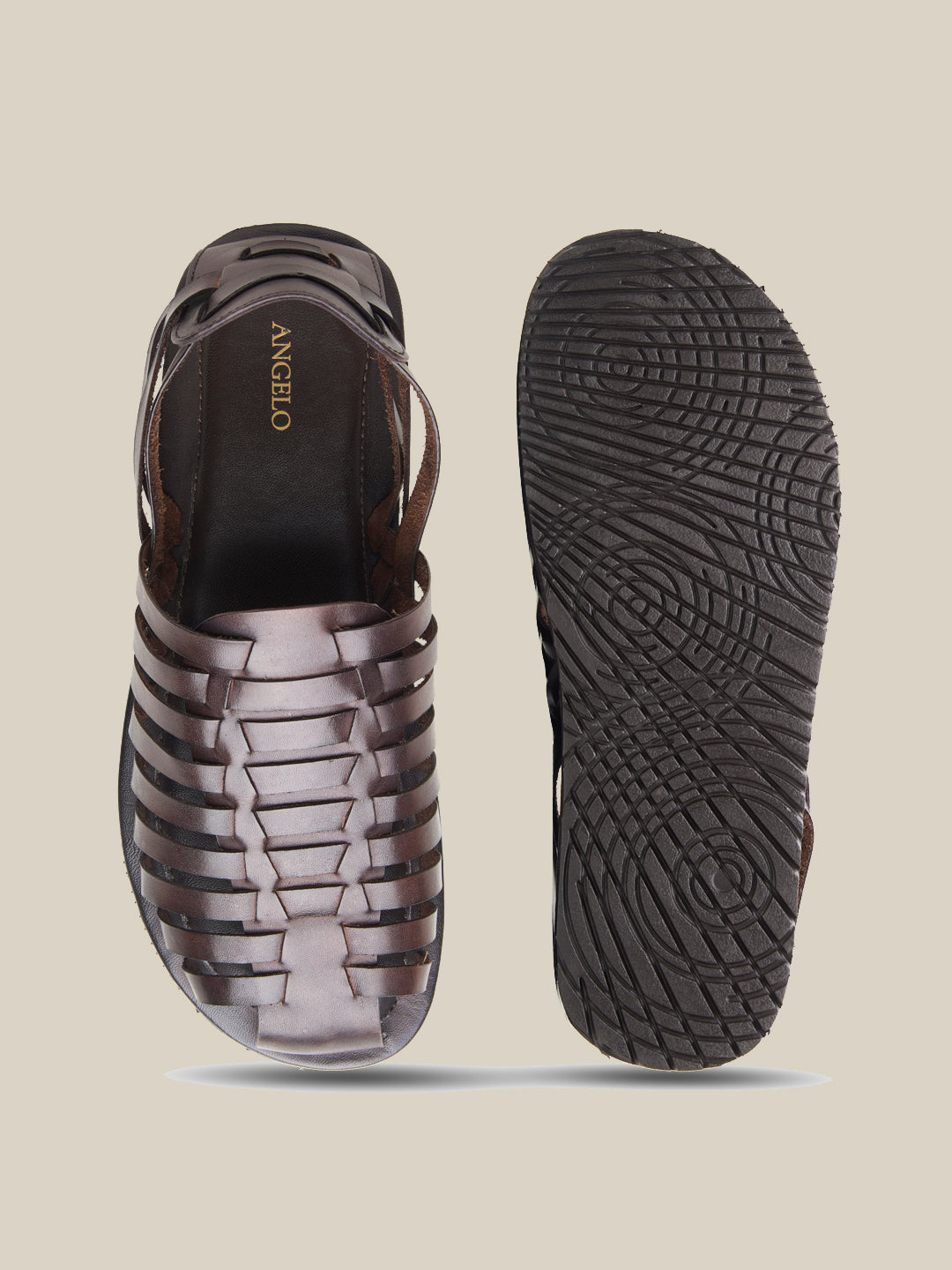 Johan Ethnic Huarache Leather Sandals Brown