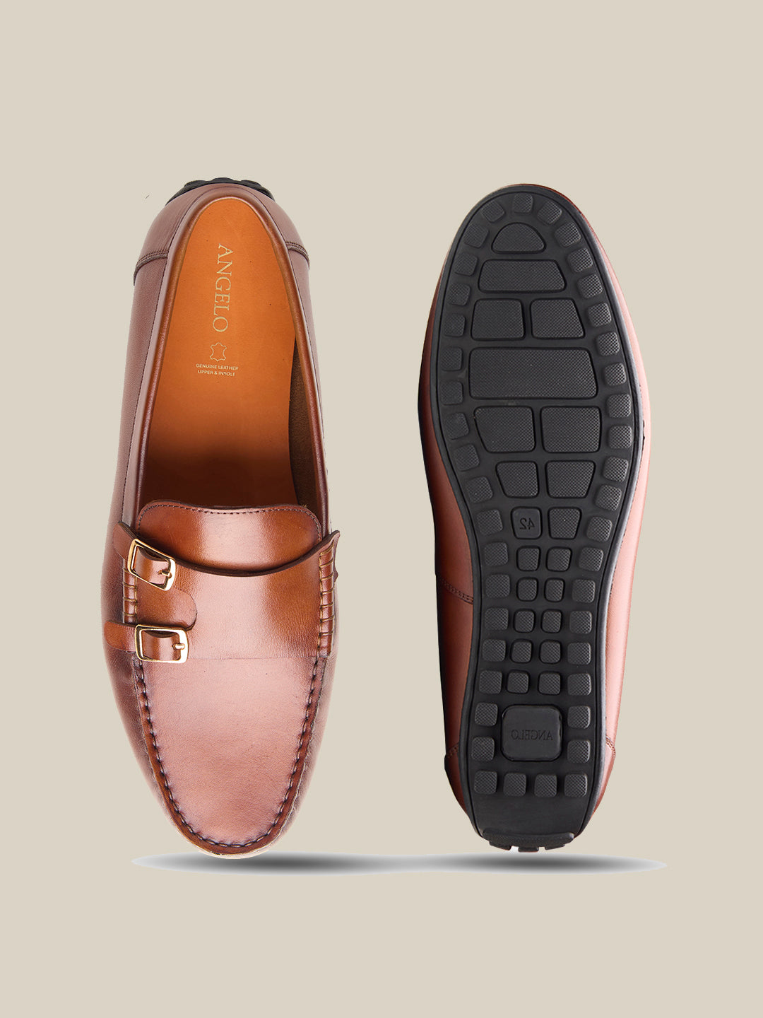 Henry Leather Monk Strap Loafers Tan