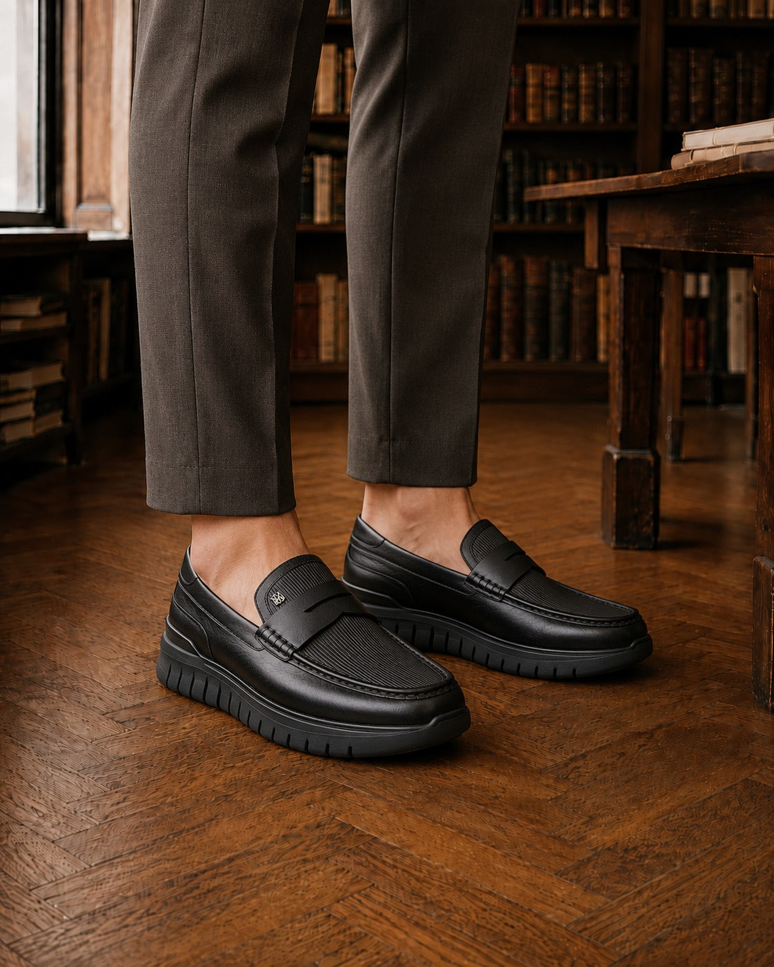 Andare Leather Comfort Slip-on Shoes Black