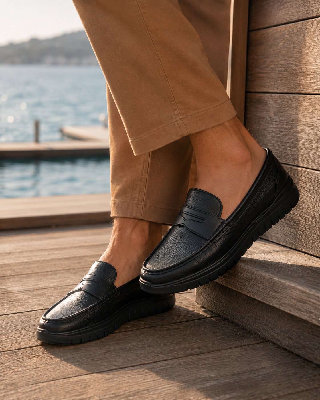 Benuto Leather Formal Slip-on Shoes Black