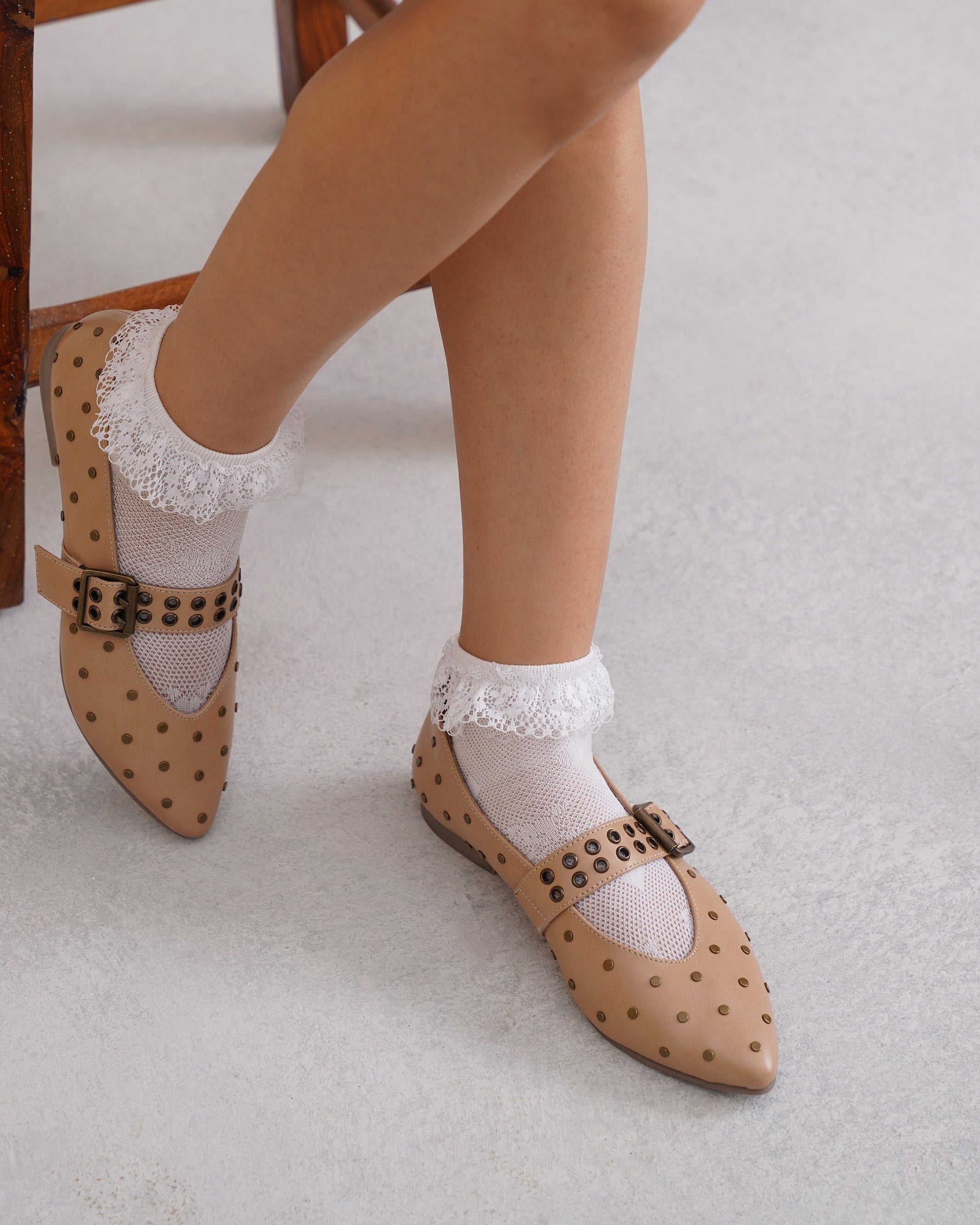 Cherie Mary Janes Beige