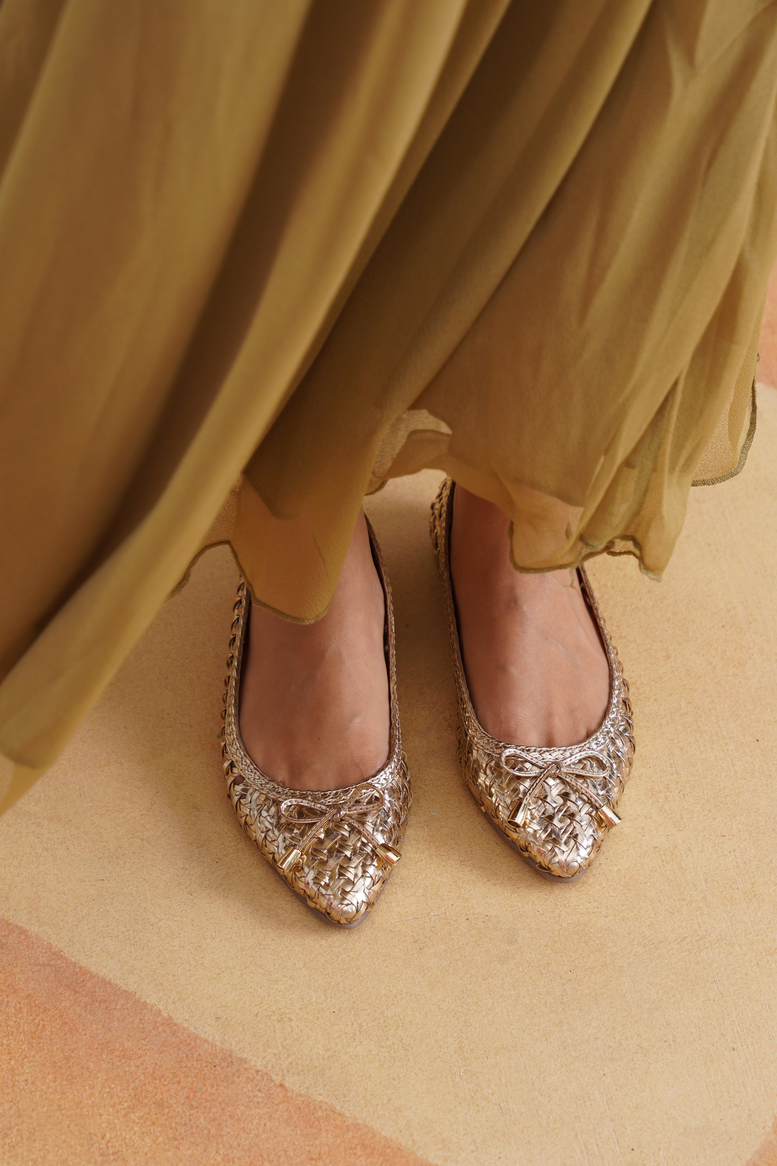 Velours Ballerinas Gold