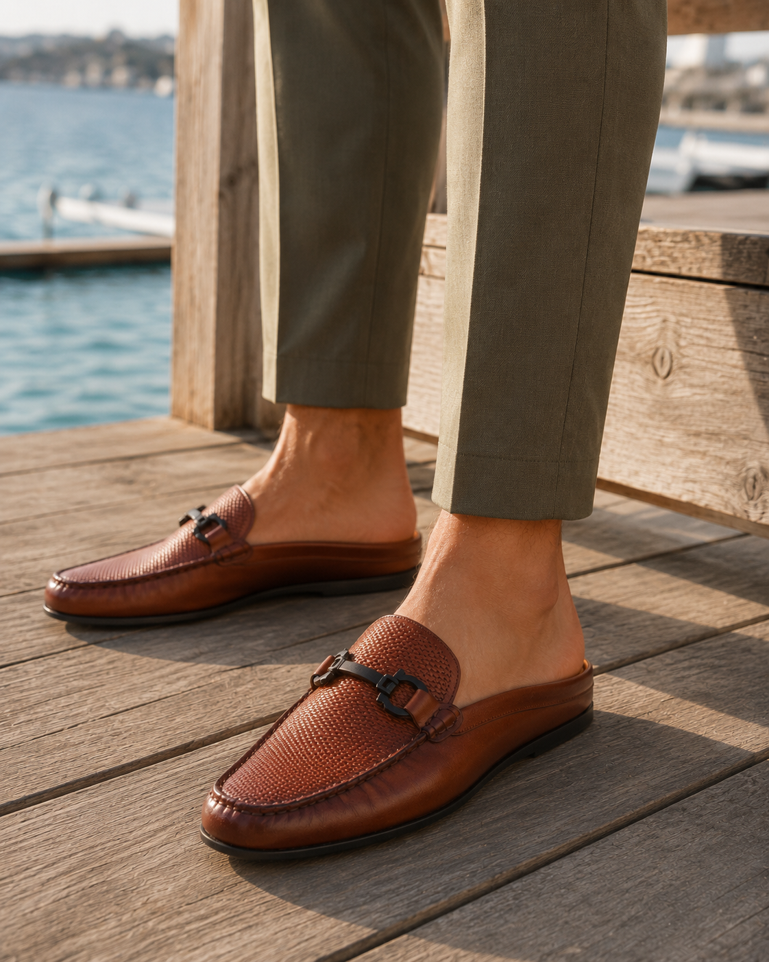 Enea Slip On's Leather Mules Tan