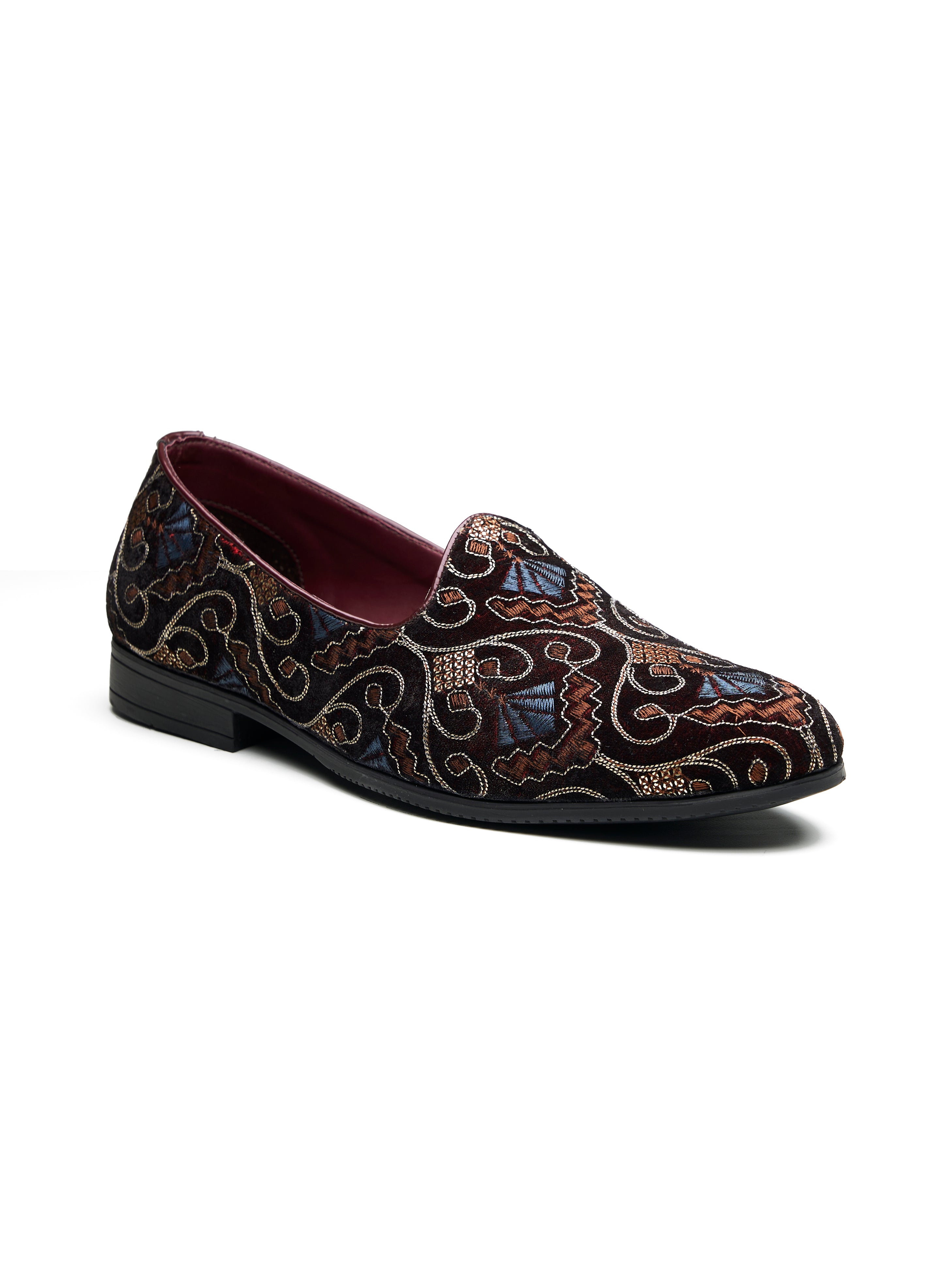 Gaetano Ethnic Slip Ons Bordo