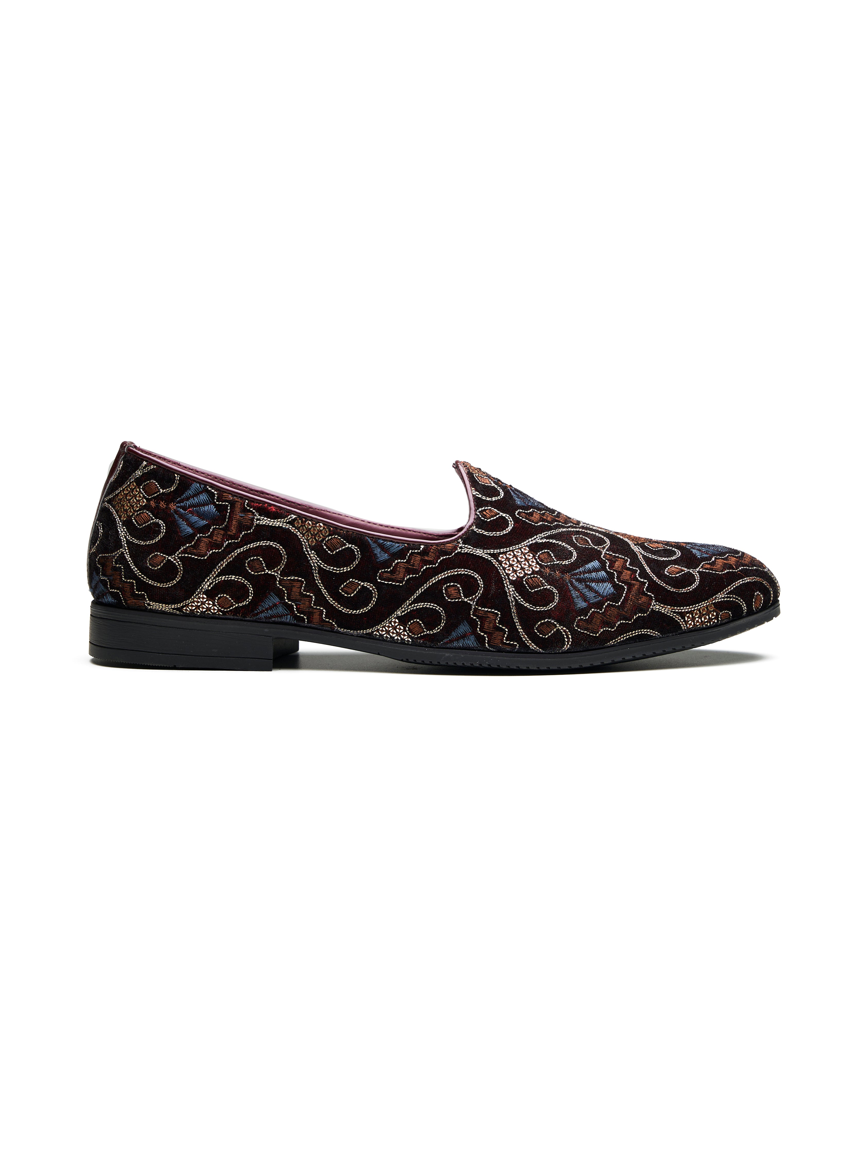 Gaetano Ethnic Slip Ons Bordo
