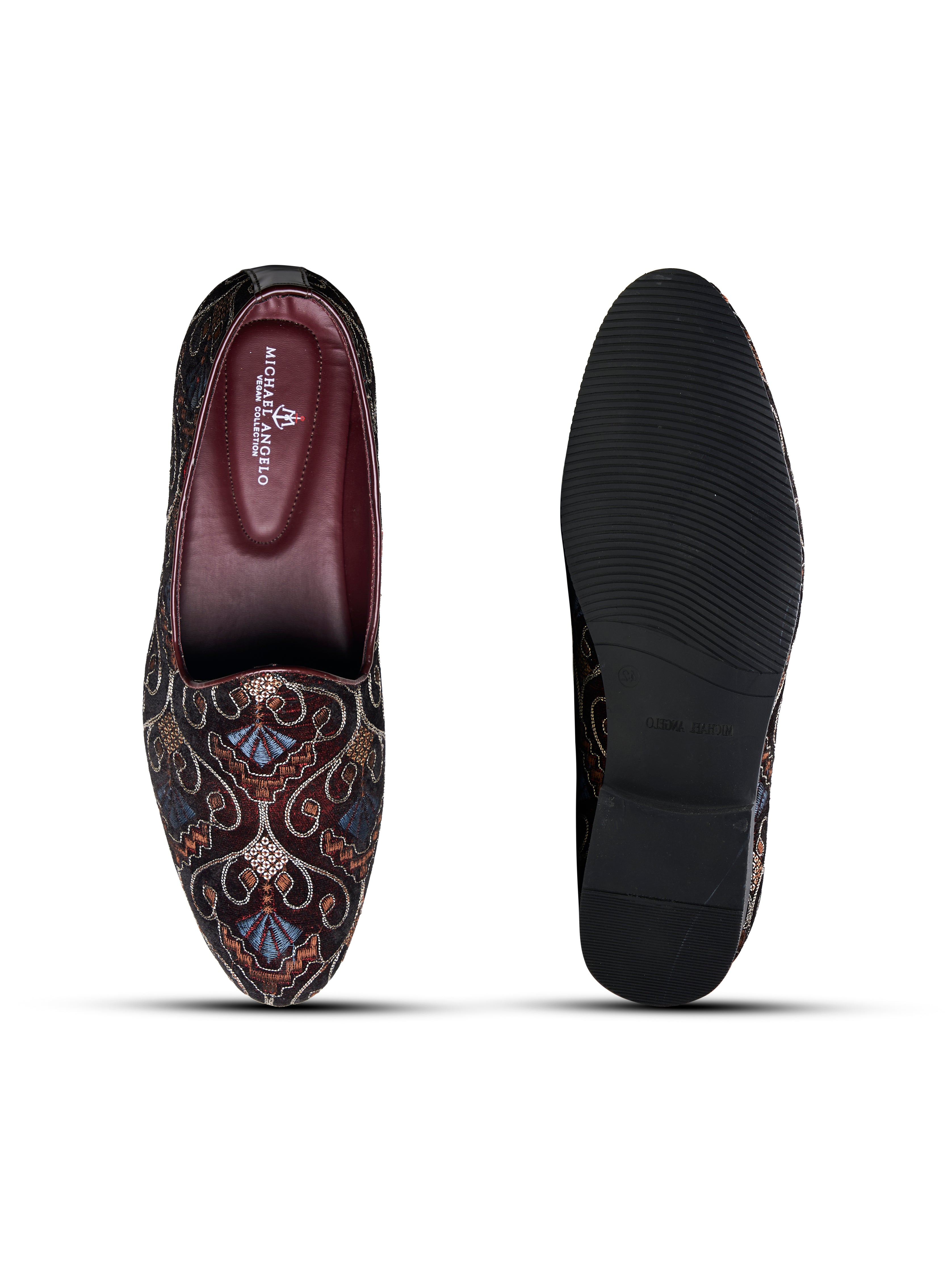 Gaetano Ethnic Slip Ons Bordo