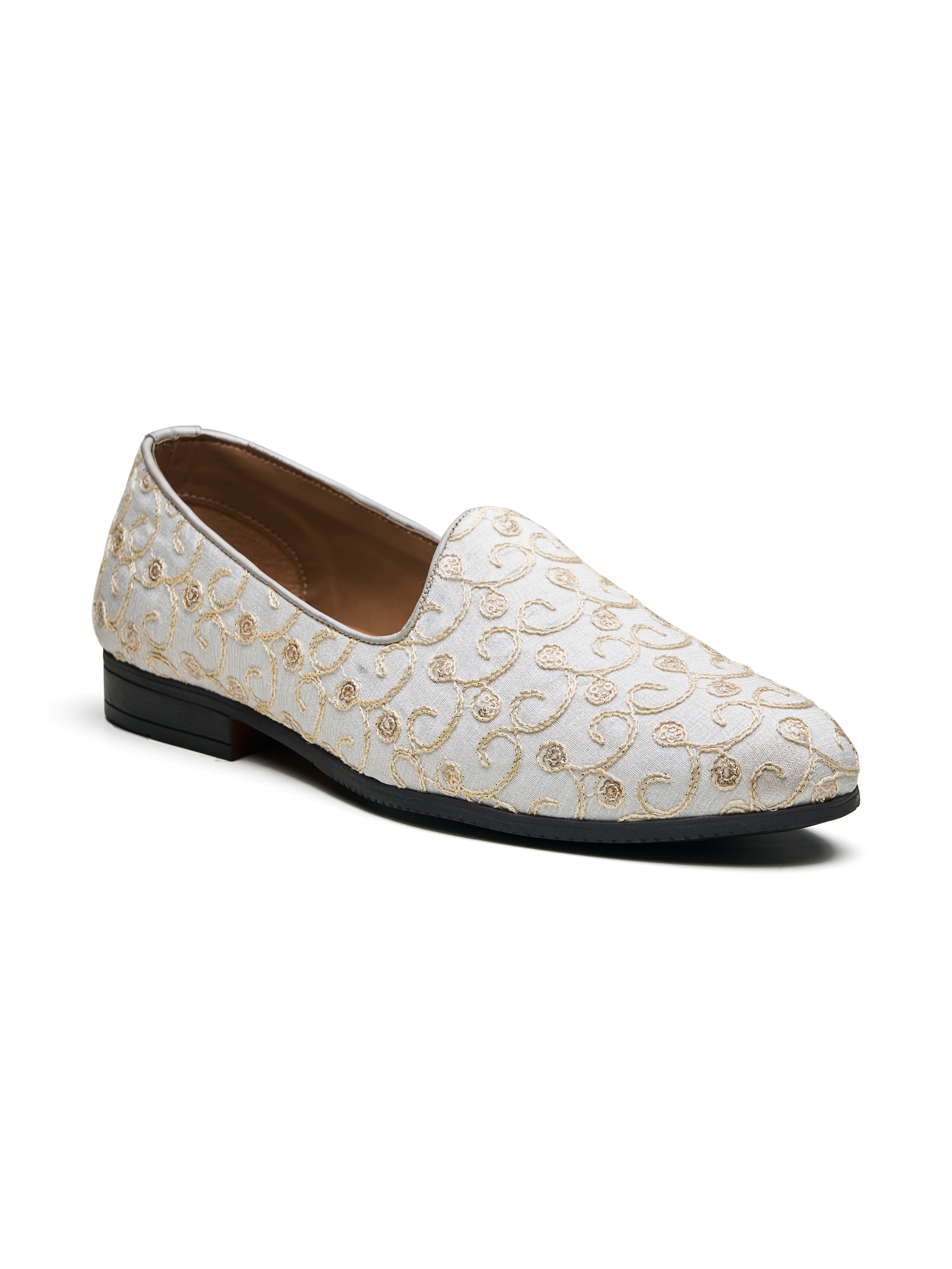 Giorgian Ethnic Slip Ons White