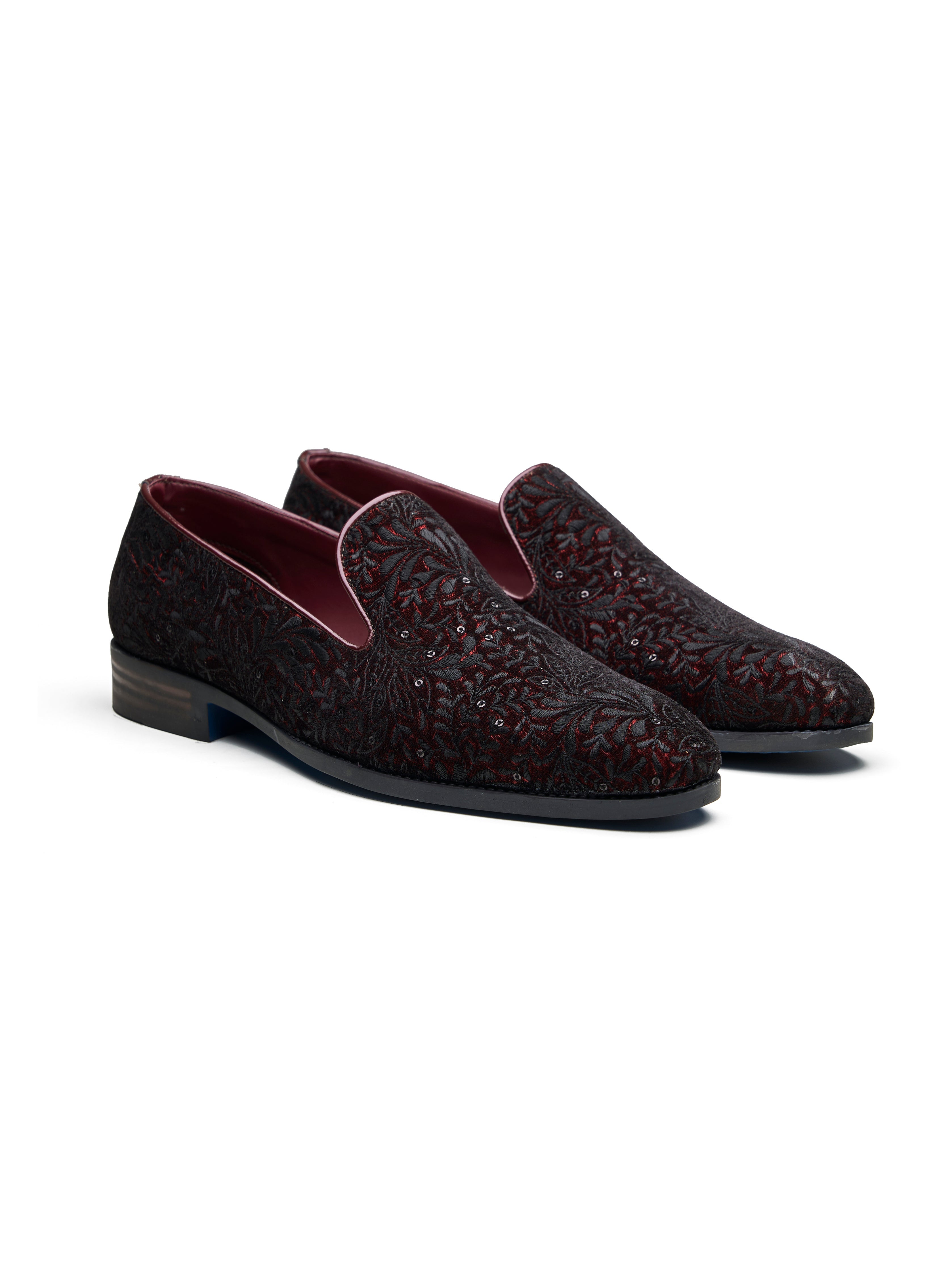 Graziano Ethnic Slip Ons Cherry