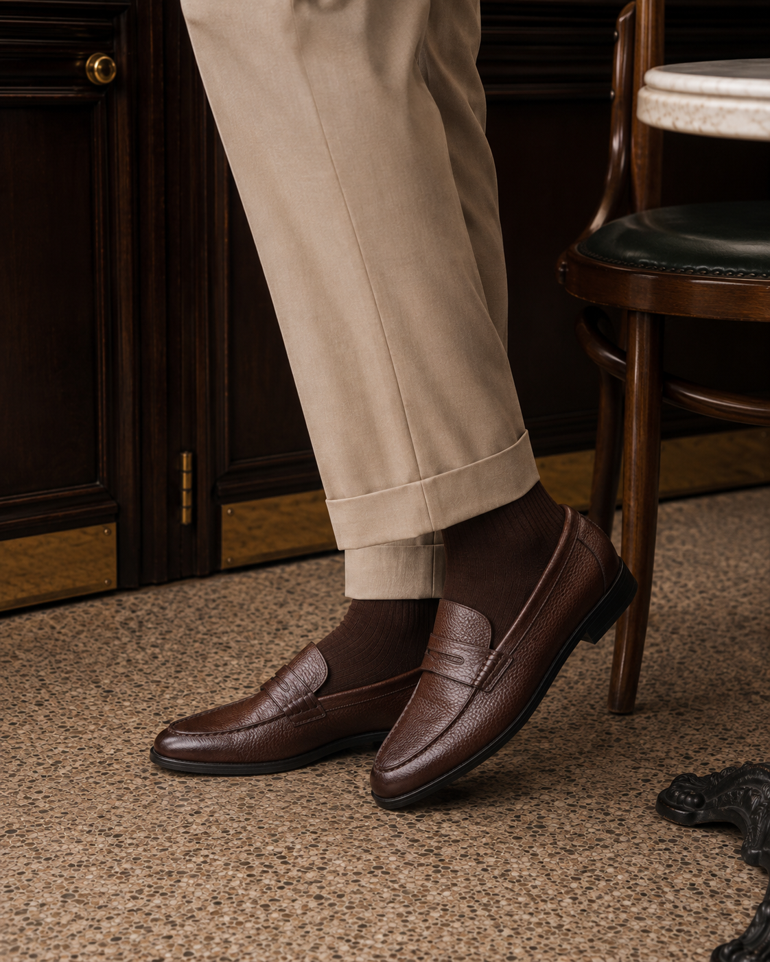 Hopkins Leather Comfort Slip-Ons Shoes Brown