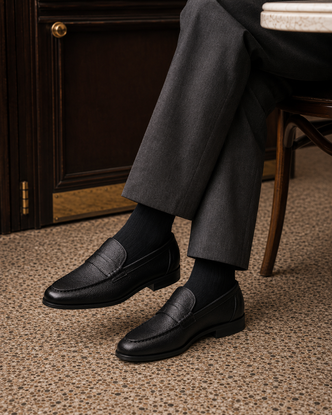 Hopkins Leather Comfort Slip-Ons Shoes Black