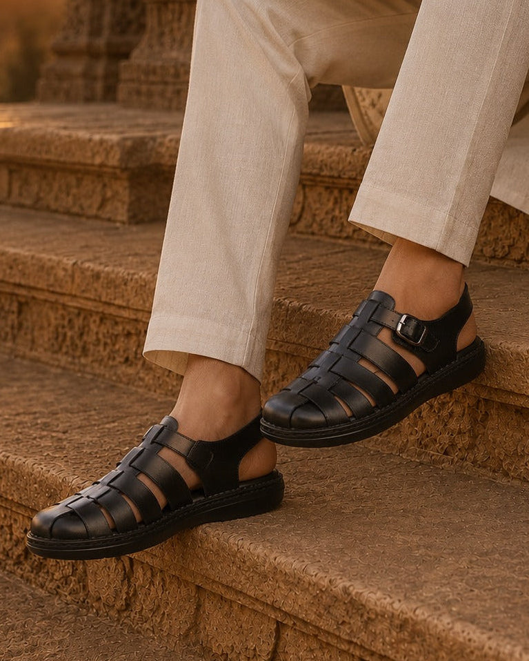 James Leather Sandals Black