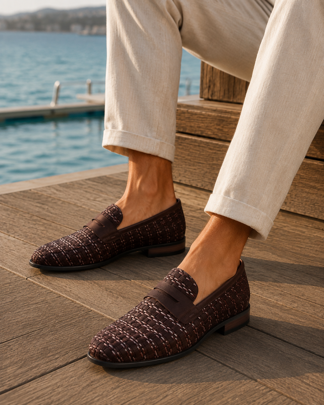 Kallisto Leather Ethnic Slip Ons Shoes Brown
