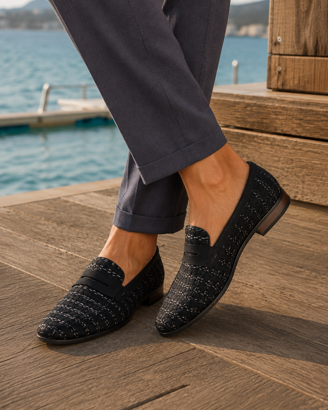 Kallisto Leather Ethnic Slip Ons Shoes Black