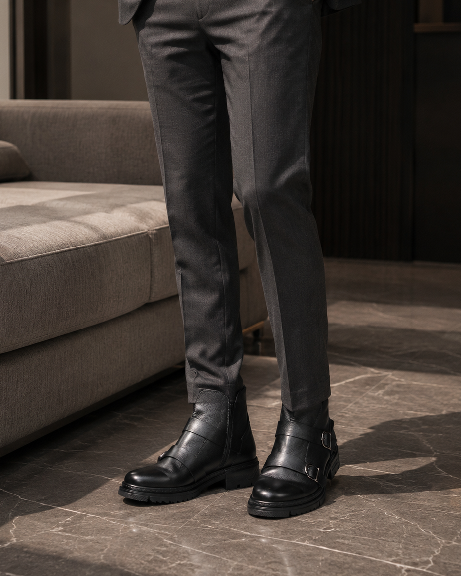 Manuel Leather Boots Black