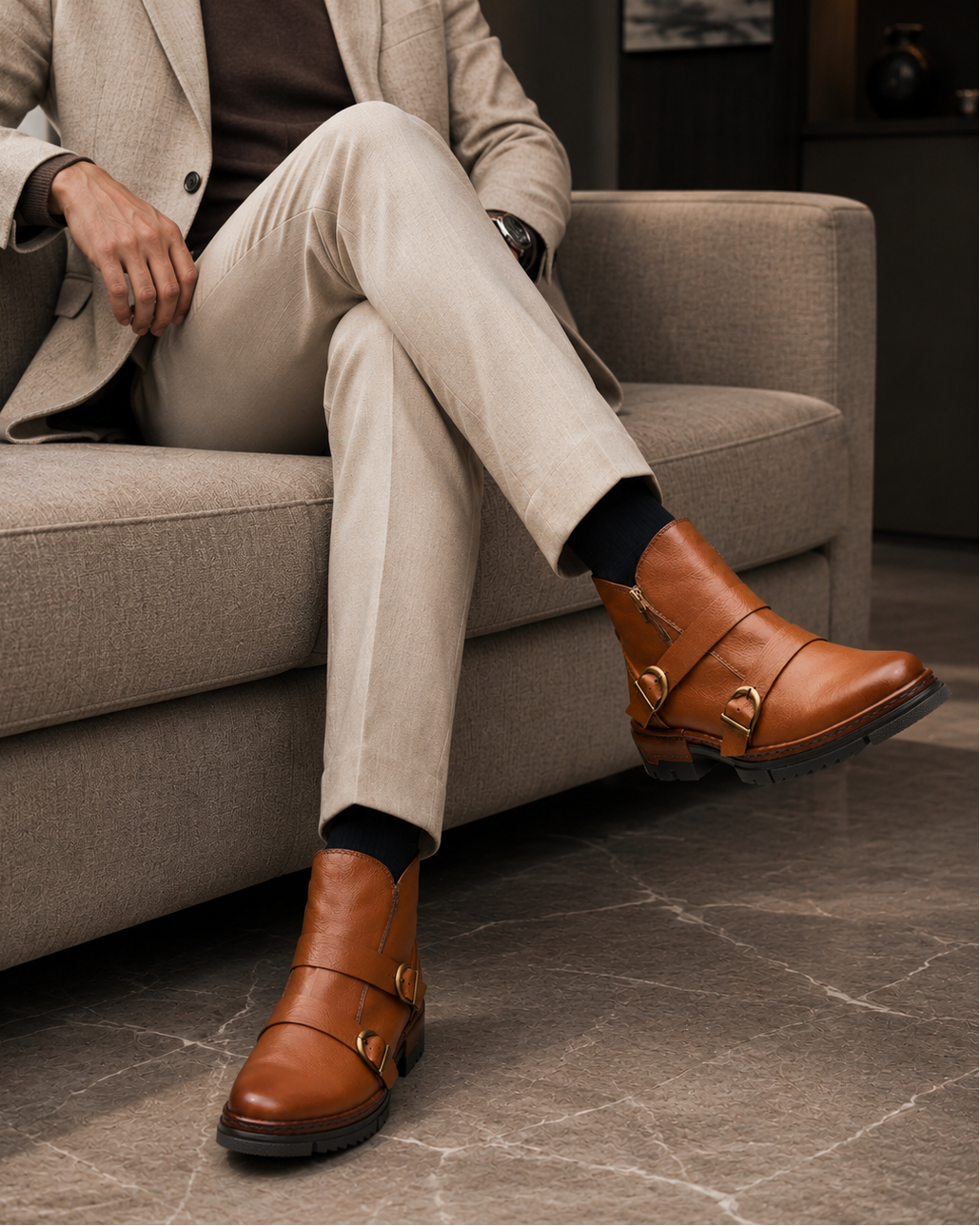 Manuel Leather Boots Tan
