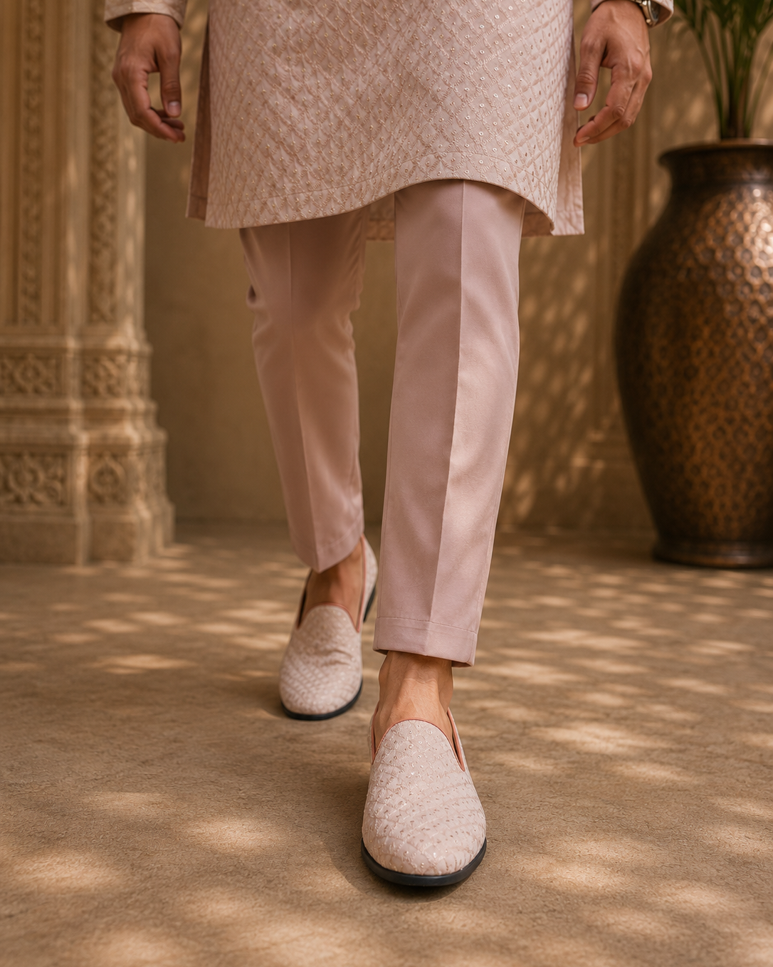 Gianni Ethnic Slip Ons Pink