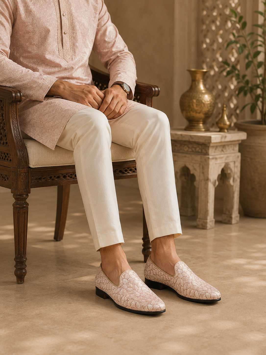 Gigino Ethnic Slip Ons Pink