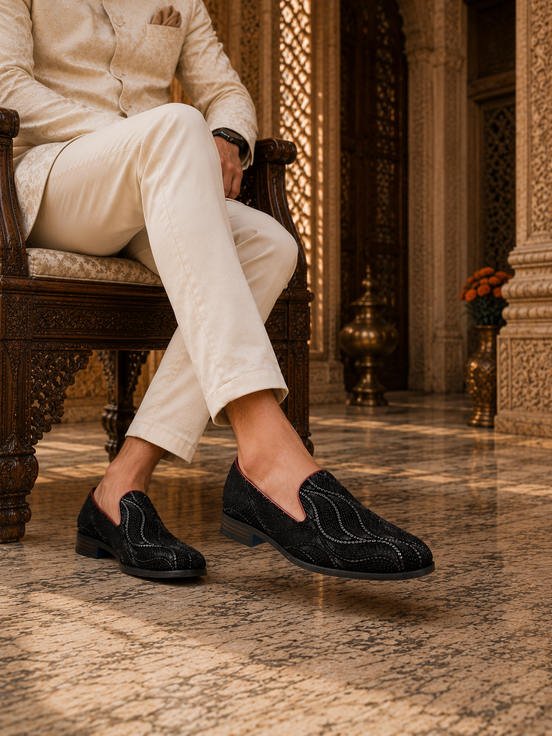 Gabriele Ethnic Slip Ons Cherry