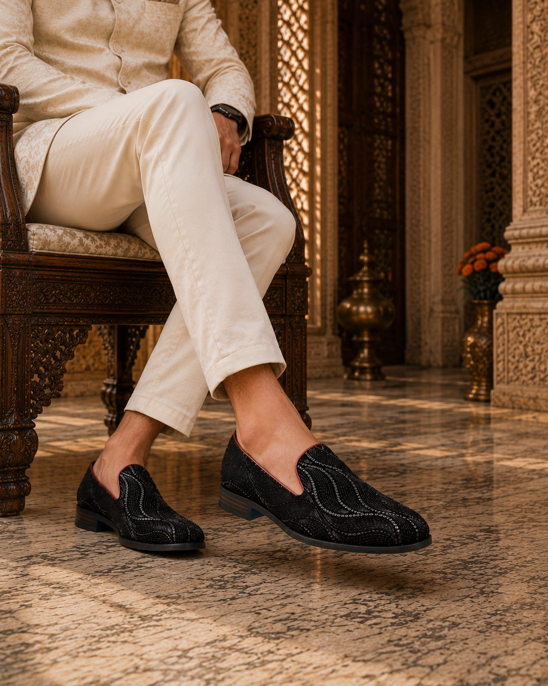 Gabriele Ethnic Slip Ons Cherry