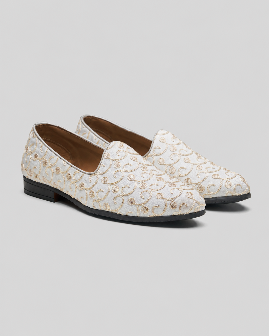 Giorgian Ethnic Slip Ons White