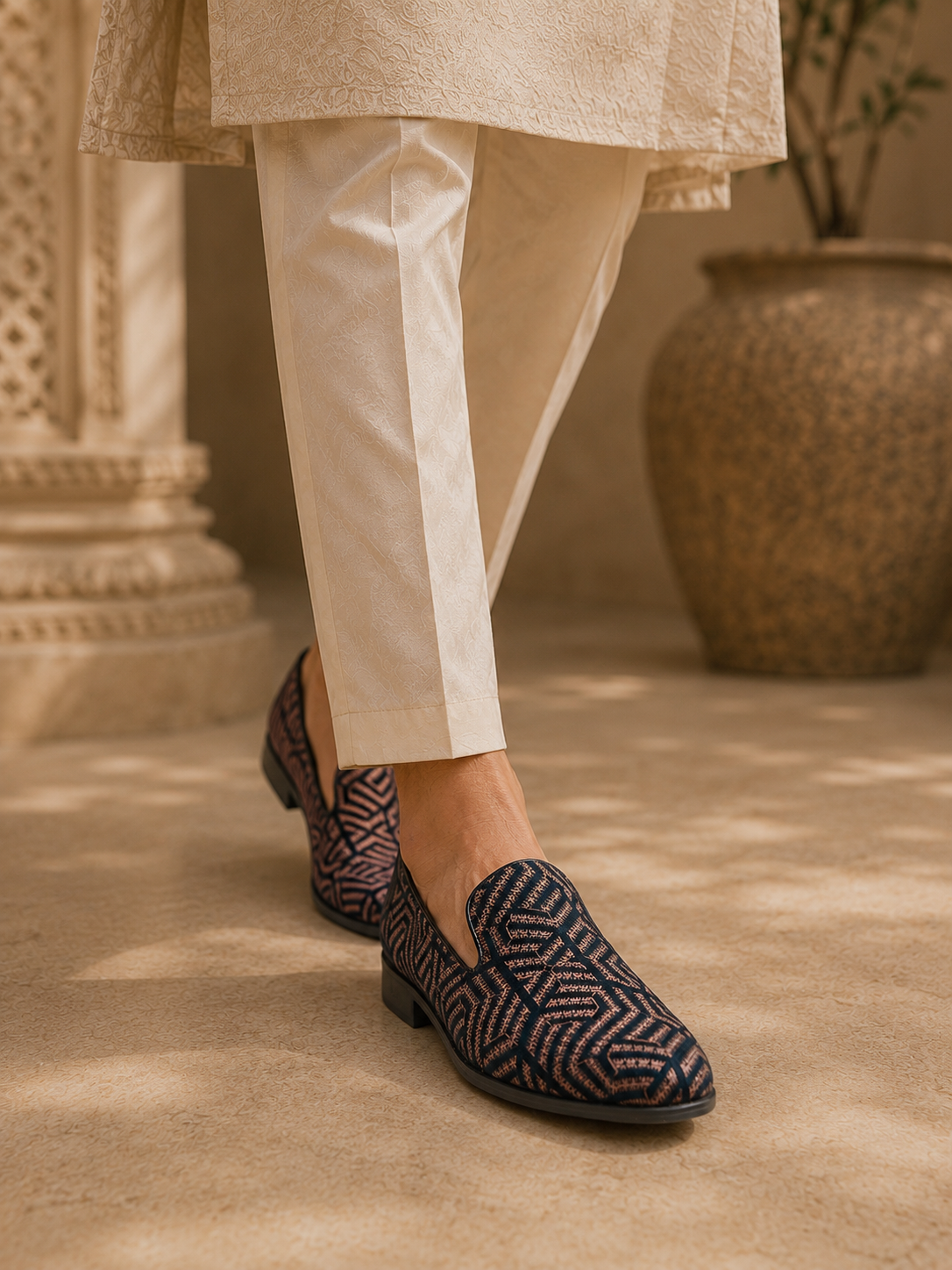 Enna Ethnic Slip Ons Green